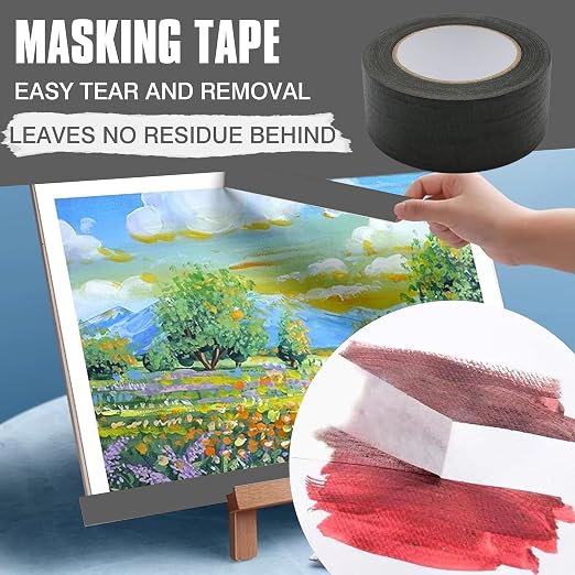 Black Painters Tape 2 inch Wide, Black Masking Tape 2 inch x 55 Yards Paper Tape for Arts DIY Crafts Painting Labeling Decoration School Projects Home Office