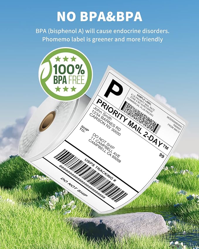 Phomemo 4x6 Thermal Label Printer Paper - 500 PCS Pink 4"x6" Labels Roll Shipping Supplies Labels - Water/Oilproof Stickers - Permanent Adhesive Thermal Shipping Label for Ship Packages