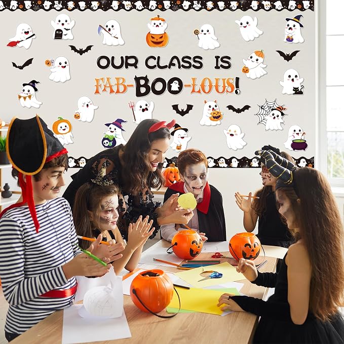 Halloween Bulletin Board Decorations, Ghost Classroom Decorations, Halloween Themed Bulletin Boards Decor for Classroom Elementary Middle High School