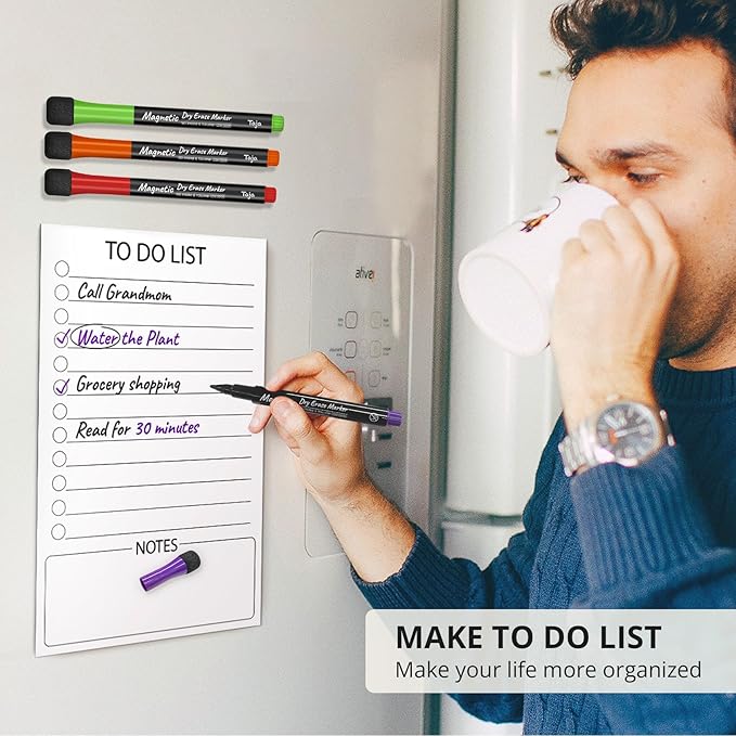 Taja Magnetic Dry Erase Whiteboard Markers, 32 Count 8 Color Fine Tip Thin Dry Erase Markers with Eraser for Home Office School Supplies-Brilliant