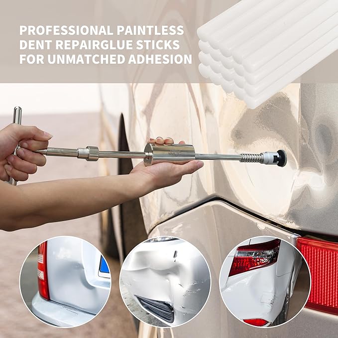 20 Pcs Paintless Dent Repair Glue Sticks Hot Glue Sticks, Premium-Quality Formula Hot Stick, 0.43” Dia x 8” Long PDR Glues for Craft Gun and Car Body Repair Dent Removal Tool - Milky White