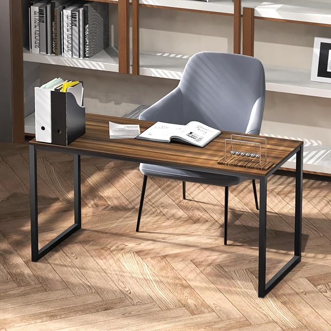 SHW Mission 55-Inch Home Office Computer Desk, Walnut
