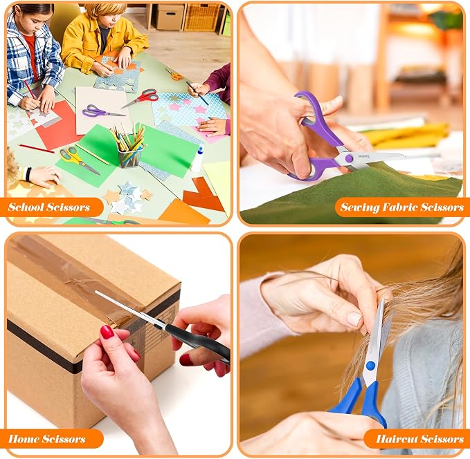 Scissors Bulk Set of 24-Pack, Taotree 8"Scissors All Purpose Heavy Duty | Sharp Shears for Office School Supplies, School Student Teacher Adult Home Art Craft Sewing Fabric, Scrapbook, Comfort Grip