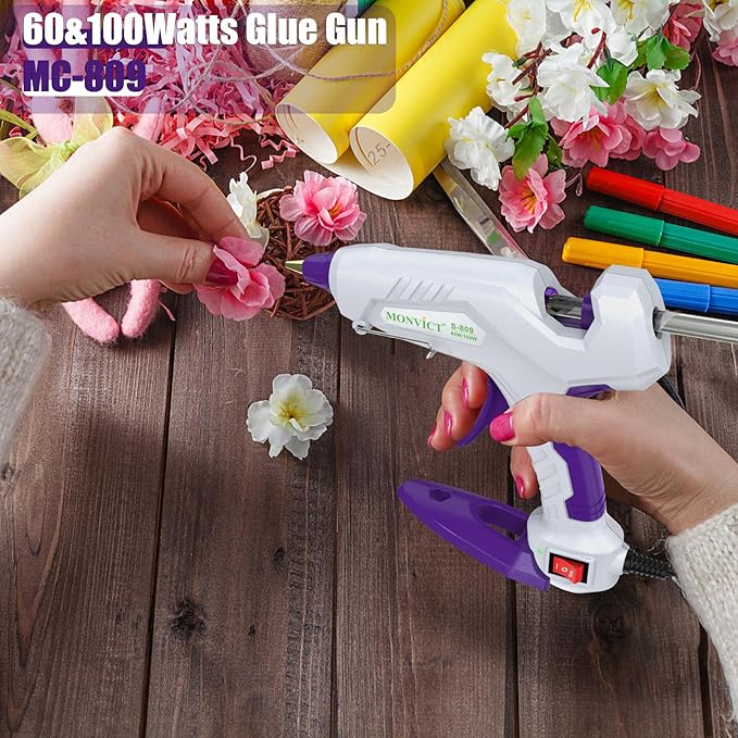 MONVICT Hot Glue Sticks, Pack of 50 (1.65lbs) 6"Long 0.43" Diameter Full-Size Hot Glue Gun Sticks Art Glues Pastes Hot Melt Sticks for Most Large Glue Guns, Clear Glue Sticks for DIY, Arts & Crafts