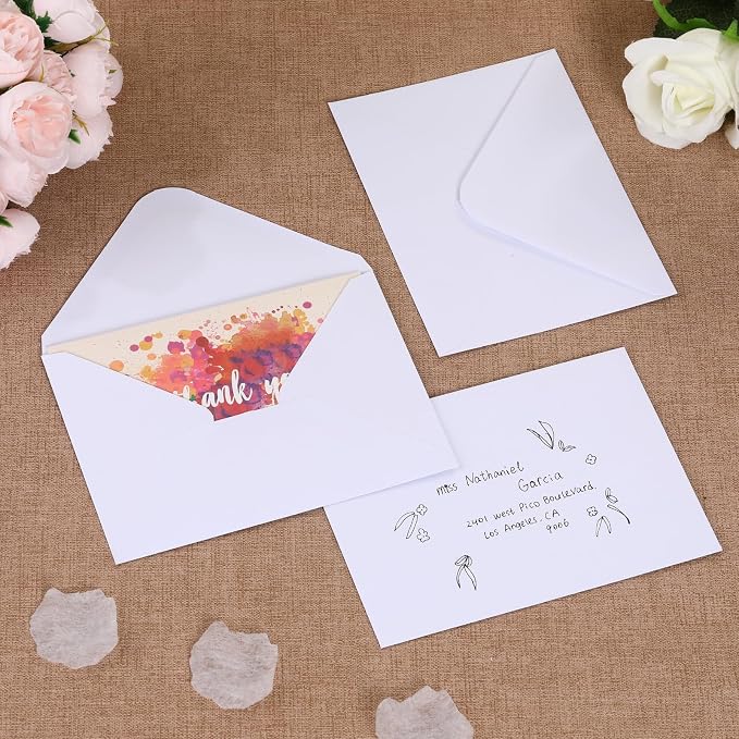 100 Pack 4x6 Envelopes White,Contour Flap A4 Envelope,Premium 120gsm Thick Paper Invitation Envelopes for Back to School,Birthday,Wedding RSVP Cards,Photos,Postcards,Greeting Cards,Mailing