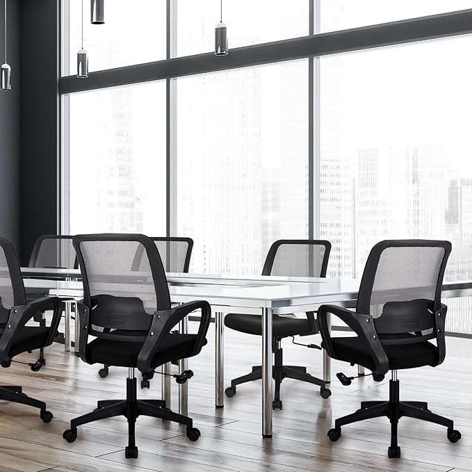 NEO CHAIR Home Office Desk Chair Ergonomic Mesh with Lumbar Support, Black | Comfortable Mesh Support, Adjustable Height, 360° Swivel and Smooth Casters Designed for Long Hours of Work or Study