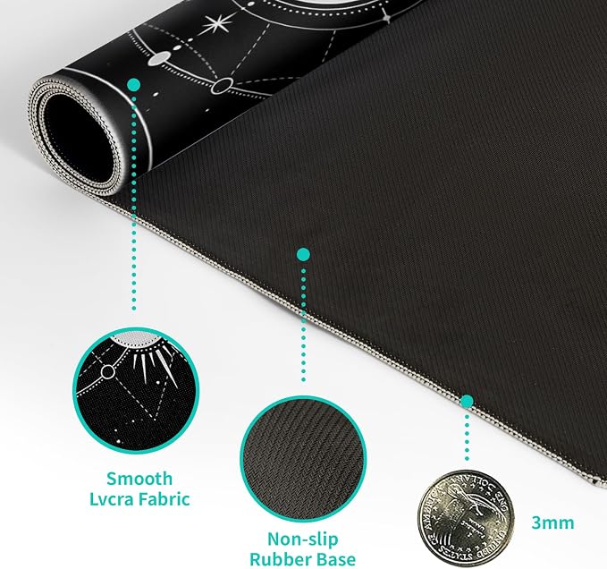 Sun Moon Gaming Mouse Pad Black Large Mouse Pad for Keyboard and Mousepad Desk Mat with 3mm Non-Slip Base and Stitched Edge for Gaming and Office Computer Mat Protector Mat 31.5x11.8 Inch