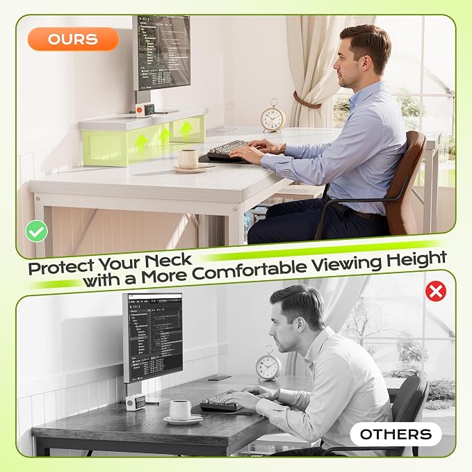 53" L Shaped Computer Desk, Power Outlets, Monitor Stand, White | USB-C Ports, Reversible Charging Station, Spacious Desktop & Legroom, 0.94 Inch Thick Desktop, for Gaming, Study & Work