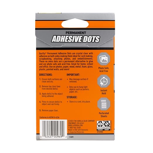 Gorilla Adhesive Dots, Double-Sided Clear | 0.5" Diameter | No Mess | Photo Safe | 150 Pieces, Pack of 8