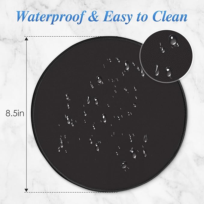 Round Mouse pad, high-end Texture, Sewn Edge Design, Anti-Slip Rubber Base. 8.6 x 8.6 inches (Black)