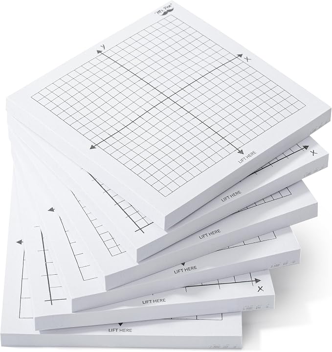 Mr. Pen- Graph Sticky Notes, 3x3 Inch, 6 Pads, 50 Sheets/Pad, 300 Sheets | 6 Grid Designs, White, Square Graph Paper Notes, Grid Sticky Note Pads for Math, Study, Journals, Planners