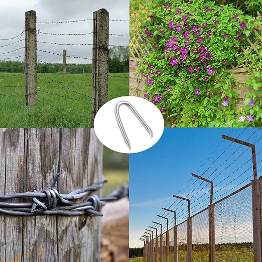 Wire Fencing Galvanised Staples (280 pcs),Chicken Wire Fencing Staple | Horseshoe Nail Set - Securely Attach Chicken Wire Netting Wire Mesh to Fences or Posts