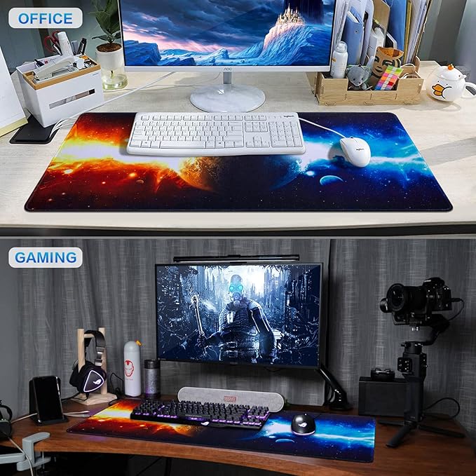 Canjoy Gaming Mouse Pad, 31.5x15.7in Large Mouse Pads for Desk Keyboard Pad | Desk Mat for Keyboard and Mouse Computer Big Full Size Desk Pad with Non-Slip Rubber Base and Stitched Edge for Home Office