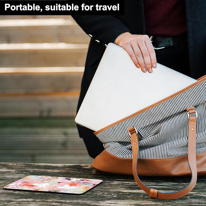 Small Mouse Pad 6 x 8 Inch, Audimi Mini Mouse Pad Thick for Laptop Wireless Mouse Home Office Travel, Portable & Washable (Flower)