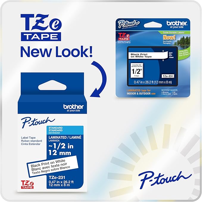Brother Genuine P-Touch TZe, Navy Blue Print on White Fabric Label Tape (TZeFA3),1/2in x 9.8ft (12mm x 3m), for Select P-Touch Label Makers, Can be Ironed onto Virtually Any Cotton Item, Washable