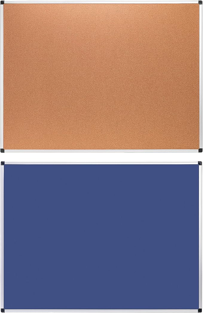 Amazon Basics Rectangular Bulletin Board, Cork Board for Wall, Vision Board for Classroom and Office, Aluminum Frame, 35" x 47", Brown