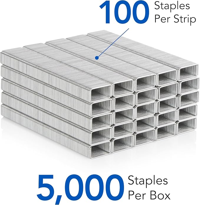 Swingline Staples, Heavy Duty, 1/4" Length, 25 Sheet Capacity, 100/Strip, 5000/Box, 1 Pack (79394)