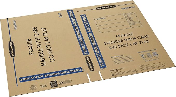 Bankers Box 3-Pack Adjustable TV/Picture/Mirror Moving Boxes | Protect TVs, mirrors, and framed art with rigid moving boxes sized for flat, fragile items.