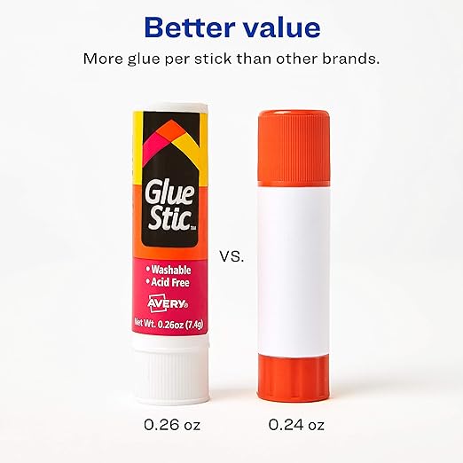 Avery Glue Stick White, Washable, 0.26 Oz. Permanent Glue Stic, 2pk (00171)