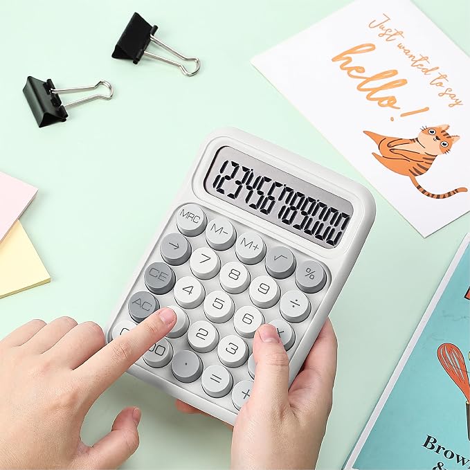Mr. Pen- Mechanical Switch Calculator, 12 Digit Large LCD Display | Gray with Big Buttons, Mechanical Switch Calculator for Home, School, Office