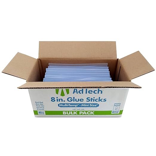AdTech 8-Inch Mini Hot Glue Sticks, Clear | Multi-Temp, Strong Bonding Adhesive for Crafting, DIY & Repairs | Works with All Mini Glue Guns | Made in the USA