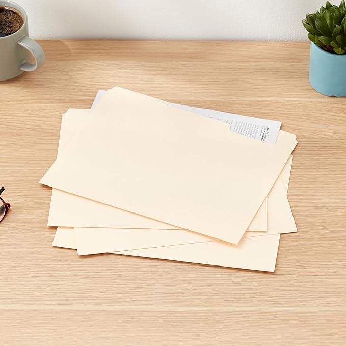 Amazon Basics Sturdy File Folders with Reinforced Tabs for Filing and Organization, 1/3-Cut Tab, Assorted Positions, Letter Size, 8.5x11 inches, Manila, 200-Pack