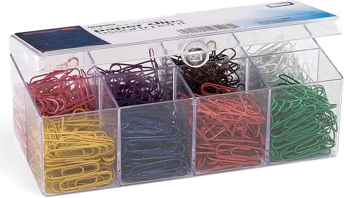 Officemate 97228 Plastic Coated Paper Clips, No. 2 Size, Assorted Colors, 800/Pack