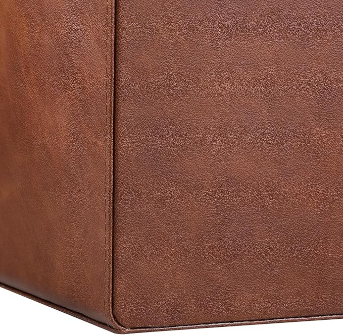 PU Leather Desk Organizer, Remote Control Holder, Brown | Luxury Nightstand Organizer for Home, Office Desk Accessories, Bedside Table Caddy with 5 Compartments, Velvet Lining