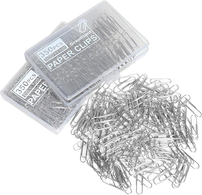 700 PCS Paper Clips, Small Paper Clips for Paperwork, 2 Boxes of 350 PCS Each, Sturdy and Upgraded Plastic Boxes Well Packed, Easy to Use in Office, School and Home