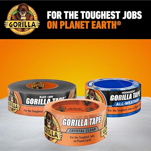 Gorilla Crystal Clear Tape, 1.88” x 18 yd (Pack of 6) - Weather Resistant for Indoor or Outdoor Projects and Repairs