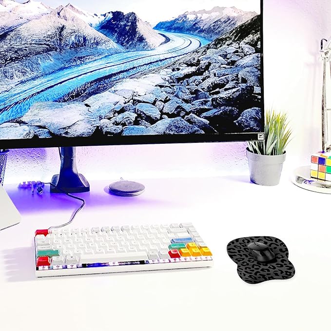 EooCoo Ergonomic Mouse Pad with Wrist Rest, Memory Foam Support Mousepad | Non-Slip Base for Computer, Cafe, Home & Office, 9.64 x 8.26 in Office Desk Accessories, Carpal Tunnel Relief