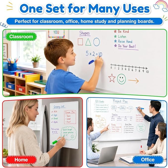 V-Opitos 30 Pack Fine Tip Dry Erase Markers - Bulk Whiteboard Erasable Markers in 15 Colors, Ideal for School Classroom Office Supplies, Non-Toxic & Easy Clean for White board