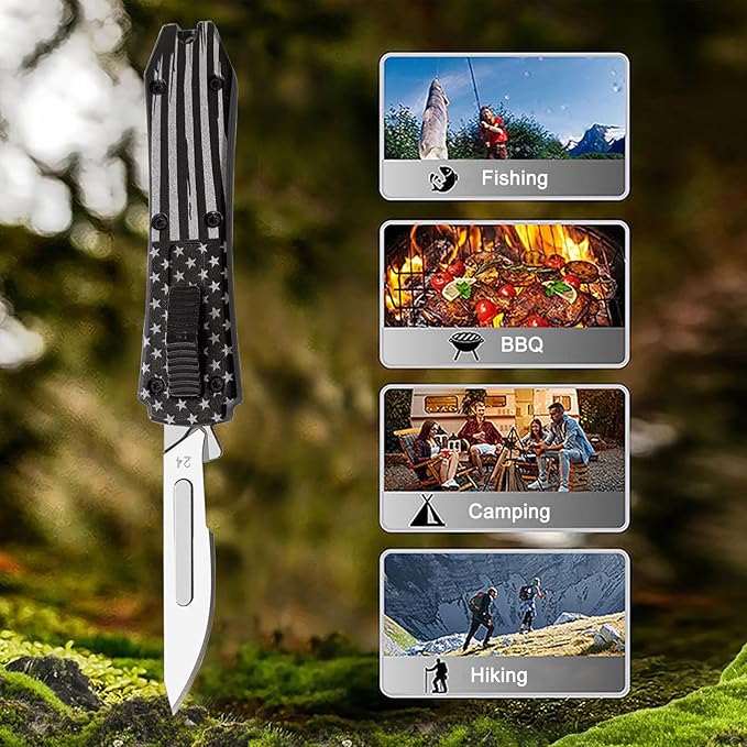 Auto Retractable Utility Knife, Automatic Scalpel Knife with 10PCS #24 Blades, Safety Box Cutter, Razor Blades Utility Knives