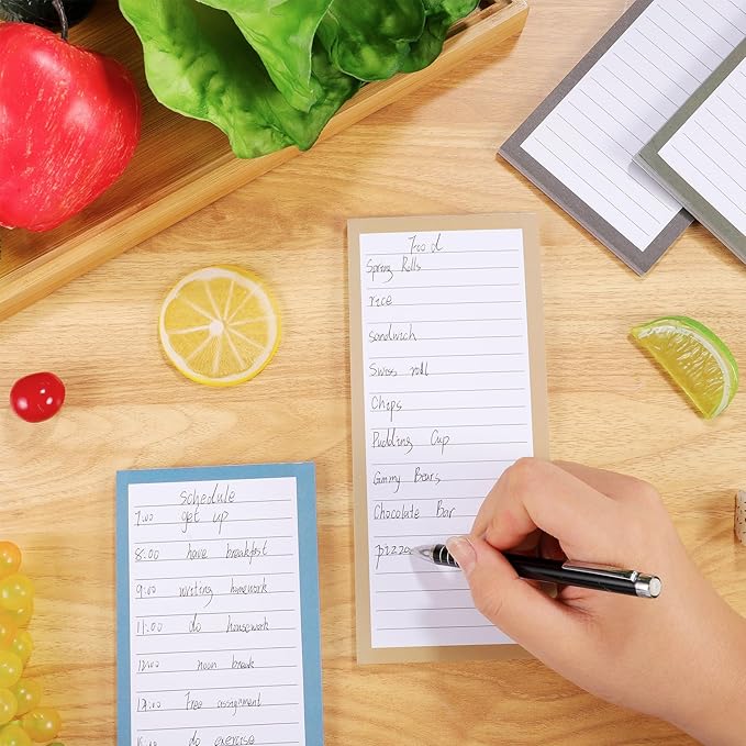 Thboxes 4 Pack 200 Sheets Magnetic Notepads for Fridge with Pen Holder | Full-Back Magnet , 80gsm FSC-Certified Paper 4 Dark Designs for Grocery Lists Reminders and Recipes