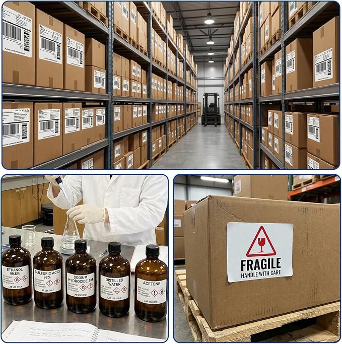 ESSENTIAL 4" x 3" White Direct Thermal Labels for Barcodes, Address | Permanent Adhesive, Shipping Labels, Compatible with Zebra, Rollo and Other Desktop Printers, 850 Labels of Roll, 1 Rolls