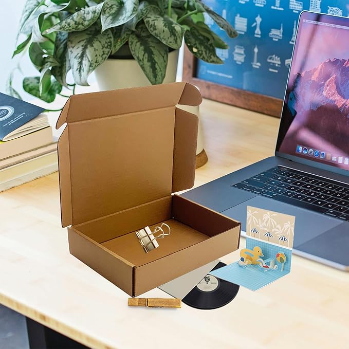 7x5x1.5 inch Small Shipping Boxes 50 Pack, Brown Corrugated Cardboard Mailer Boxes Bulk for Packaging Business Mailing Gift, Mini Mailer Boxes for Packaging Supplies Business Present