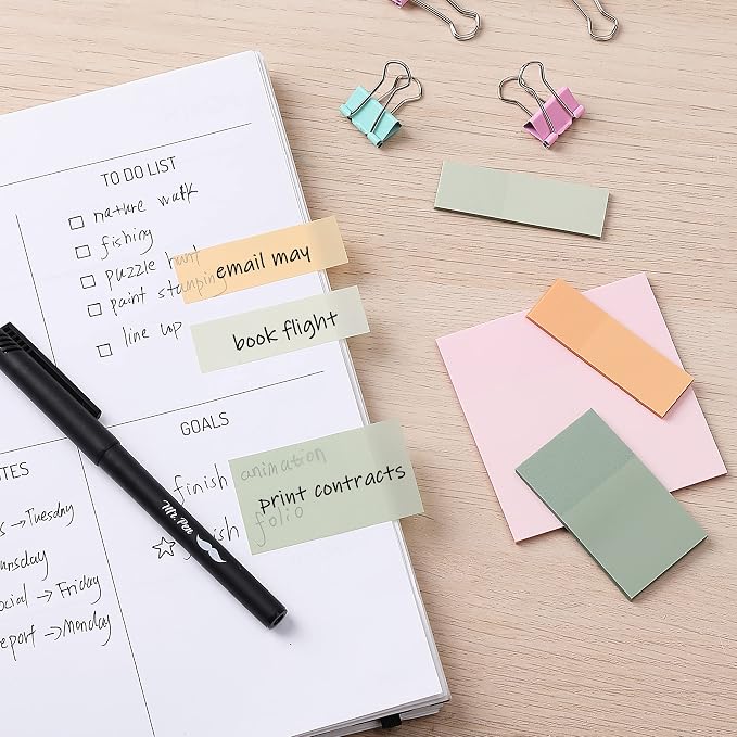 Mr. Pen- Transparent Sticky Notes Set, 200 Sheets | Transparent Sticky Notes and Planner Tabs with Black Fineliner Pen for Bible Study, Office, School, Planning
