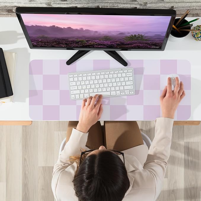 AFIING Purple Desk Mat 31.5" x 12", Leather Desk Pad | Waterproof PU Leather, Non-Slip Rubber Base, Stylish Desk Decor, Office & Home