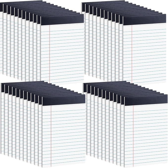 48 Pack Legal Pads 5 x 8 Inch White Notepads College Ruled Writing Pads | Perforated Memo Pads with Lined Paper for Office, School and Home; Ideal for Notes, Lists, Planning and Daily Writing