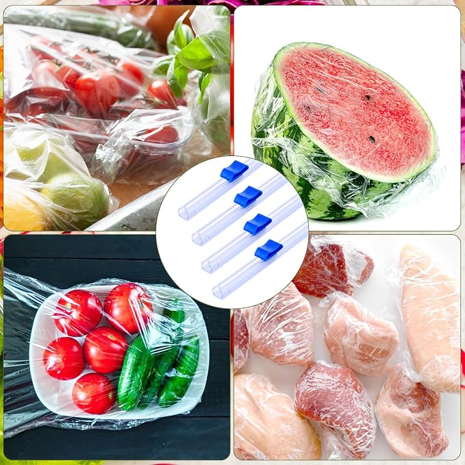 Plastic Wrap Slide Cutter, 4 Pcs 13 Inch Wrapping Paper Cutter Slider Wrap Dispenser, Self-Adhesive Plastic Wrap Slide Cutter, Two Way Sliding Cutter Paper Slicer for Kitchen Office Supplies