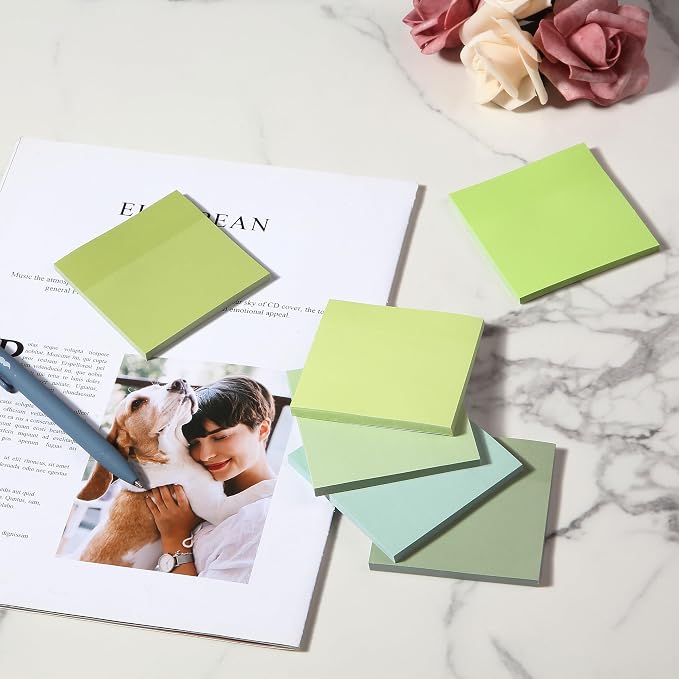 Mr. Pen- Sticky Notes, 3"x3", 12 Pads, 600 Sheets, Shades of Green | Sticky Notes Bulk, Self-Stick Note Pads, Perfect for Office, School, Home, Study & Organization