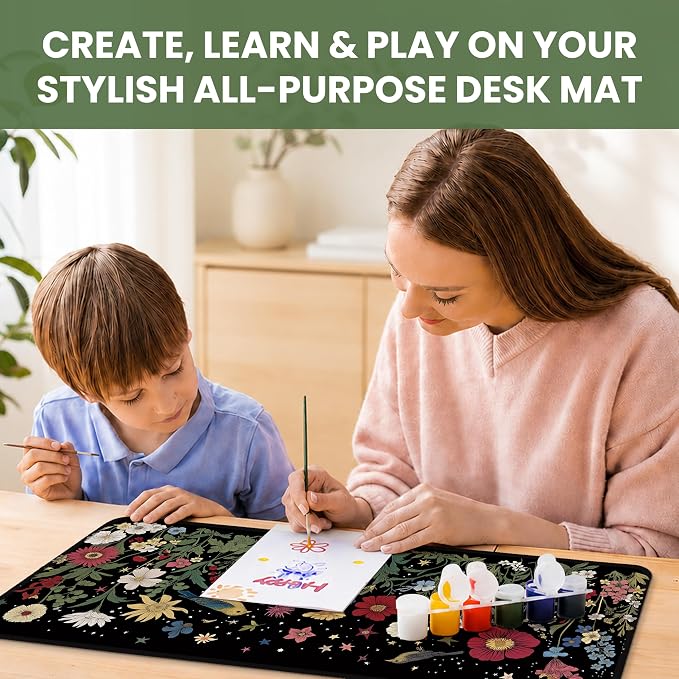 Aesthetic Desk Mat, Cute Enchanted Garden Desk Pad Protector for Work & Decor, 31.5" x 11.8", Pretty Non-Slip Extended Mouse Pad for Office or Home
