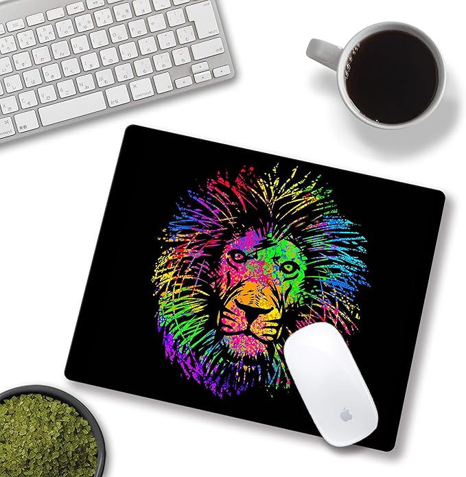Mouse pad Small Computer Mouse pad with Personalized Watercolor Lion Design Office Non-Slip Rubber Mousepad