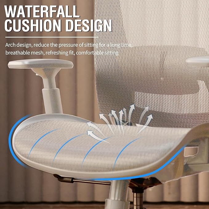 Mesh Office Chair,Ergonomic Computer Desk Chair,Sturdy Task Chair- Adjustable Lumbar Support & Armrests,Tilt Function,Comfort Wide Seat,Swivel Home Office Chair (Grey Frame Grey Mesh)