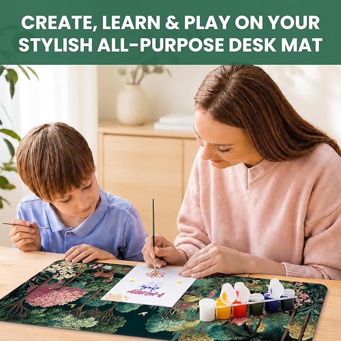 Aesthetic Desk Mat, Cute Enchanted Forest Desk Pad Protector for Work & Decor, 31.5" x 11.8", Pretty Non-Slip Extended Mouse Pad for Office or Home