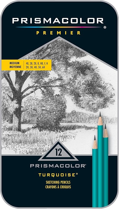 Prismacolor Premier Turquoise Graphite Sketching Pencils, Medium Leads, 12 Pack