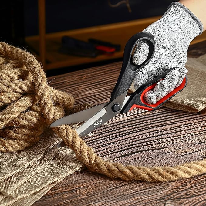 LIVINGO 9-Inch Industrial Scissors - Heavy Duty All Purpose Shears | Non-Slip Grip with Stainless Steel Blades for Cardboard, Fabric, Leather, Packaging, Workshop and Home Projects