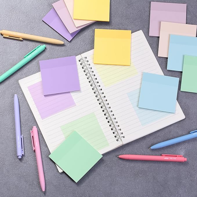 Mr. Pen- Transparent Sticky Notes, 3" x 3", 12 Pads, 600 Sheets | See Through Self-Adhesive Notes for Bible Journaling and Studying, Water-Resistant, Easy to Peel, Clean Removal