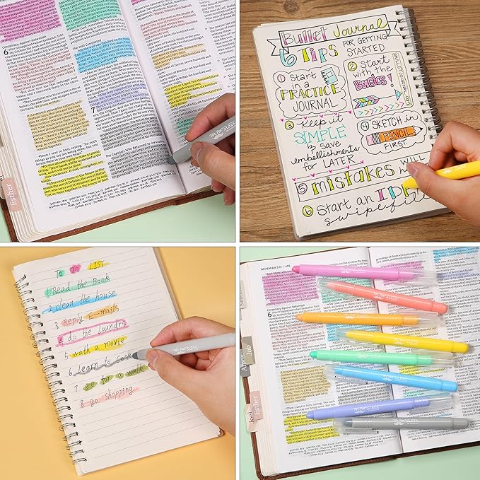 Mr. Pen- No Bleed Gel Highlighters, Friendly Colors, 8 Pack | Bible Highlighters and Pens No Bleed, Bible Markers for Study, Journaling, School Supplies and Accessories