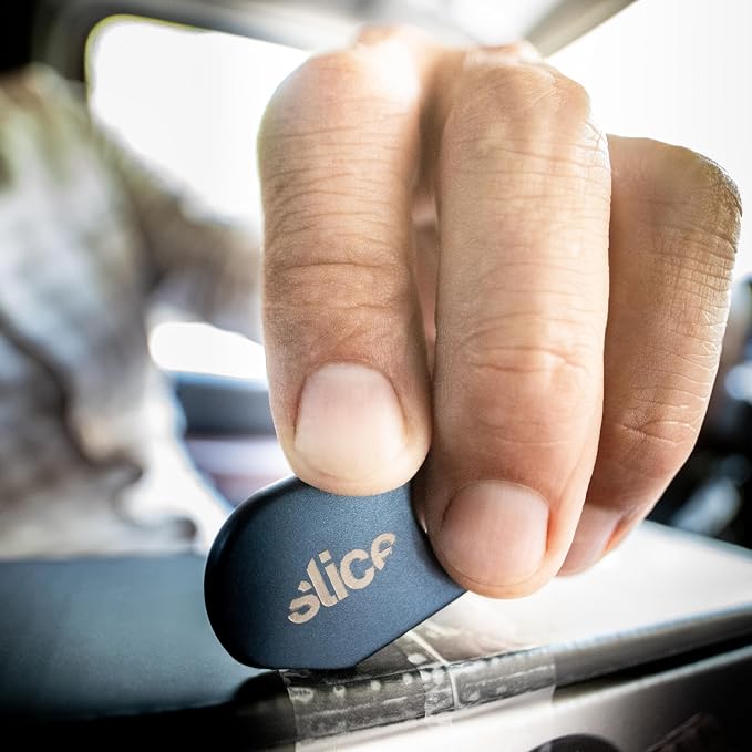 Slice Slicer Pro Box Cutter | Ceramic Keychain Knife and Heavy Duty Micro Cutter | Lasts 11x Longer than Metal | Titanium Blue